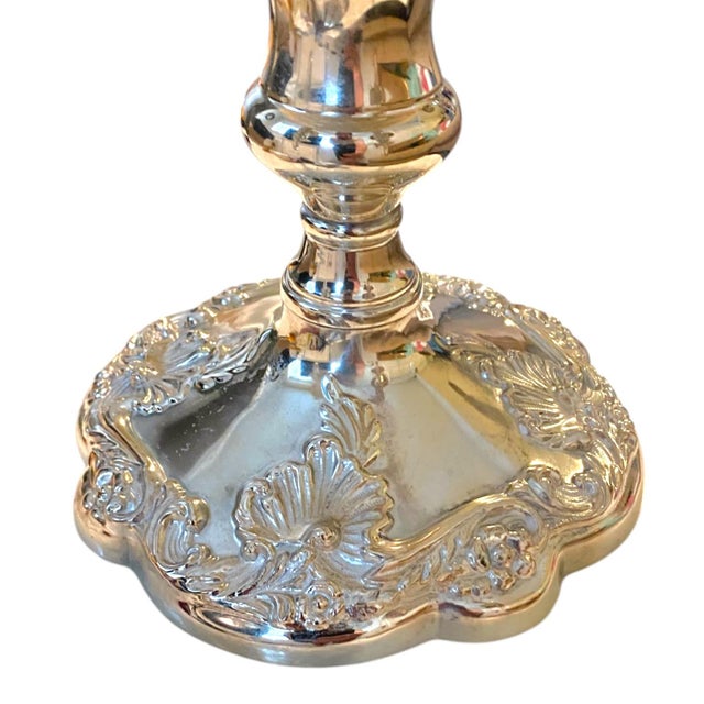 Late 20th Century Large Sheffield Silver Co. Silverplate 4-Arm Candelabra Victorian Style Centerpiece Decor For Sale In San Francisco - Image 6 of 10
