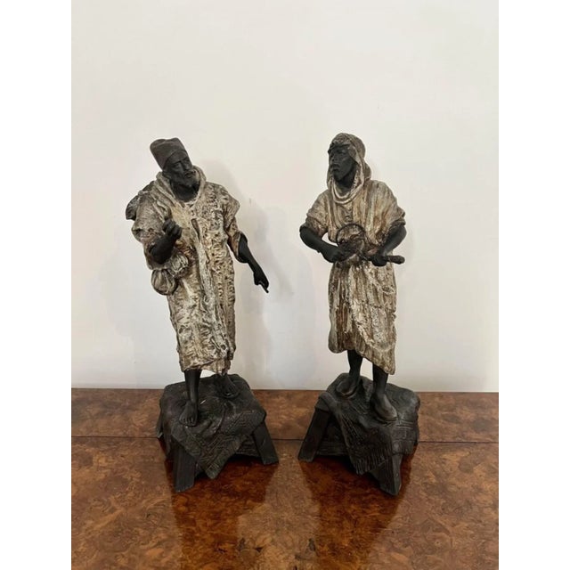 Brown Victorian Spelter Figures, 1860s, Set of 2 For Sale - Image 8 of 8
