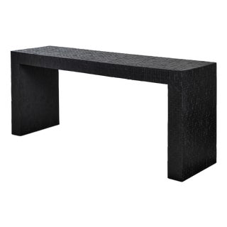 Wooden Console Table with Slate Marquetry and Front Drawers by Etienne Allemeersch, 1970s For Sale