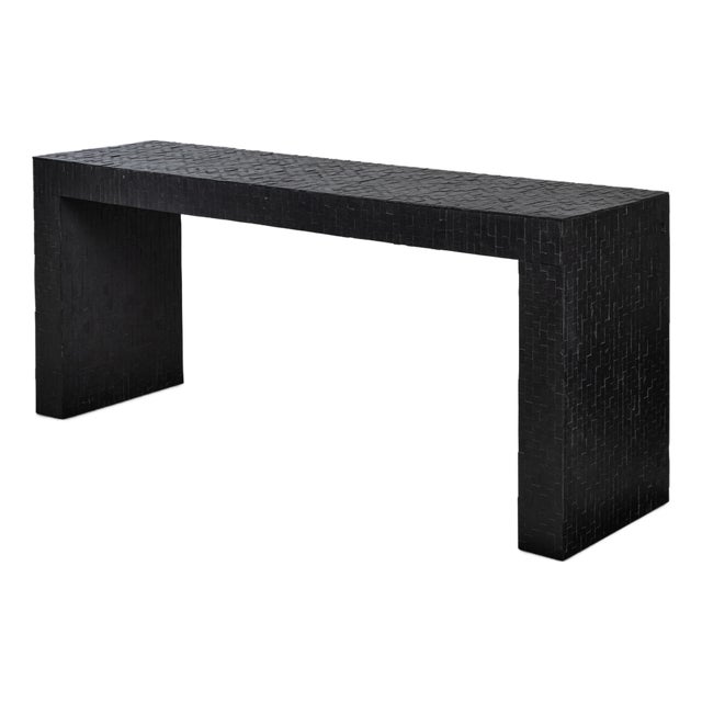 Wooden Console Table with Slate Marquetry and Front Drawers by Etienne Allemeersch, 1970s For Sale