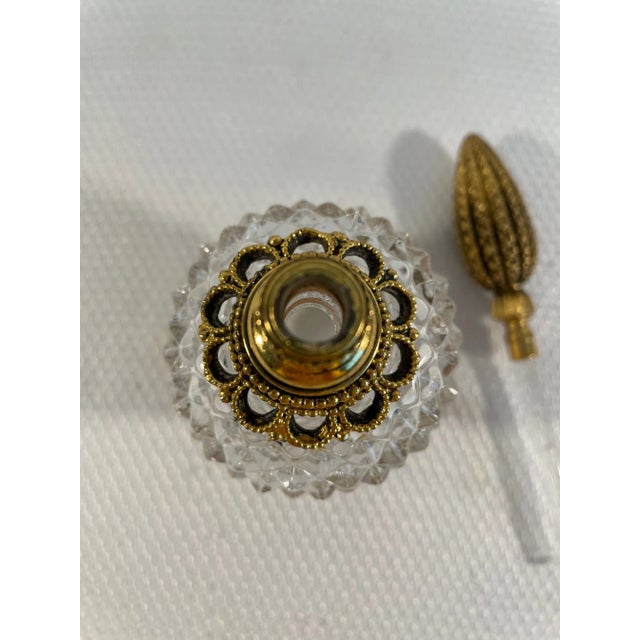 Mid 20th Century Vintage French Style Ormolu and Cut Crystal Perfume Bottle For Sale - Image 5 of 12