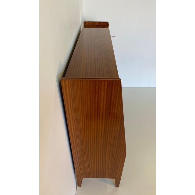 1950s Italian Secretaire with Geometric Veneer and Carved Panels, 1950s For Sale - Image 5 of 12