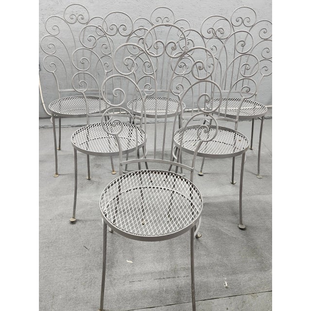 Vintage Salterini Wrought Iron Dining Set With 6 Chairs, Attributed For Sale In New York - Image 6 of 10