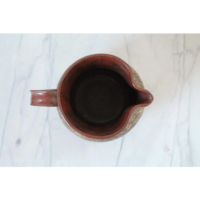 Vintage Brown Studio Art Pottery Pitcher For Sale In Milwaukee - Image 6 of 10