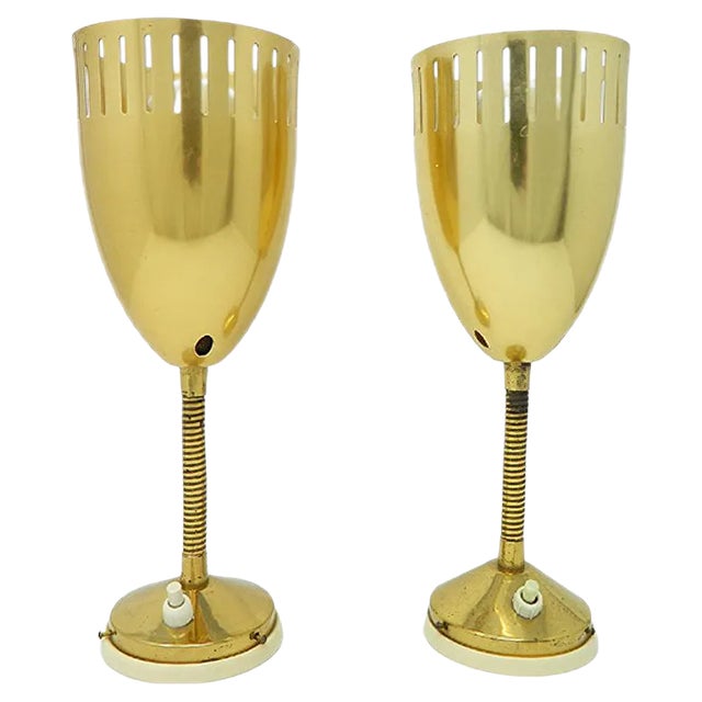 Mid-Century Golden Wall Lights by Rupert Nikoll, Vienna, Set of 2 For Sale