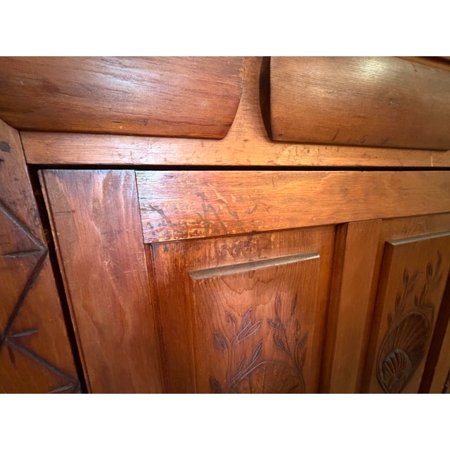 Antique Pine Corner Cabinet W/12 Pane Glass Top/Single Door Ball & Claw For Sale - Image 10 of 12