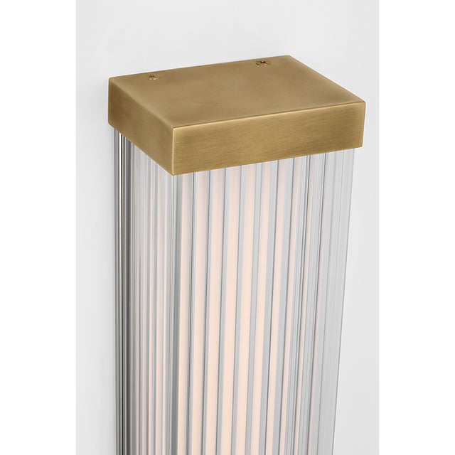 Visual Comfort Chapman & Myers for Visual Comfort Signature Vance 14" Sconce in Antique-Burnished Brass with Clear Glass Rods For Sale - Image 4 of 7