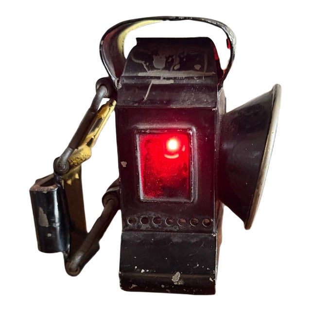 Antique British Powell Hanmer Meteor Red Jewel Bicycle Lamp Birmingham England For Sale