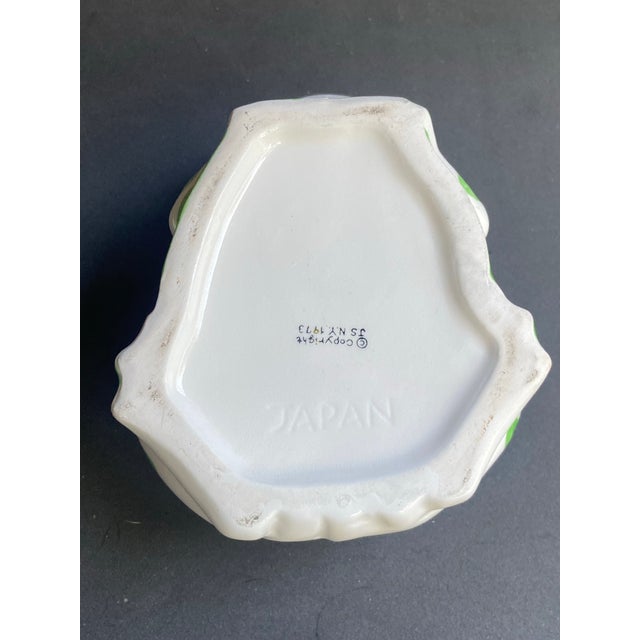 1970s 1970s White and Green Frog Marmalade Condiment Server For Sale - Image 5 of 6