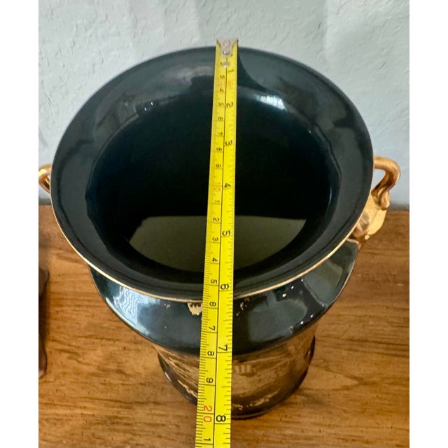 Vintage Limoges-Style Black & Gold Porcelain Vase - Hollywood Regency For Sale - Image 9 of 11