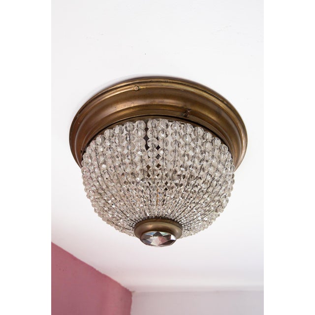 Gold Antique Bohemian Crystal Ceiling Light, Czechoslovakia, 1920s For Sale - Image 8 of 8