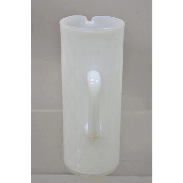 Vintage Murano White Italian Venetian Mid Century Modern Glass Water Pitcher For Sale In Philadelphia - Image 6 of 10