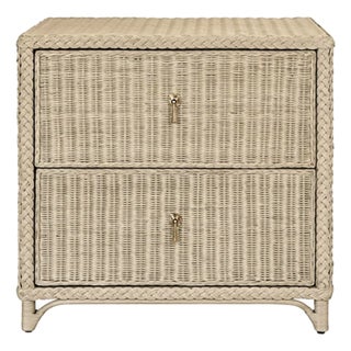 Matthew Izzo Home Abigail Two Drawer Rattan Side Table For Sale