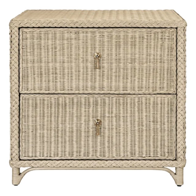 Matthew Izzo Home Abigail Two Drawer Rattan Side Table For Sale