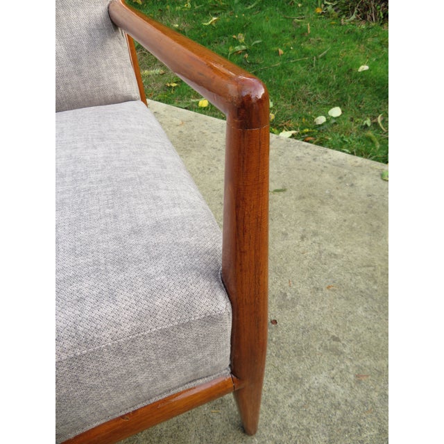 New Upholstery ~ t.h. Robsjohn-Gibbings Lounge Chair & Ottoman ~ Mid Century Modern For Sale - Image 9 of 17