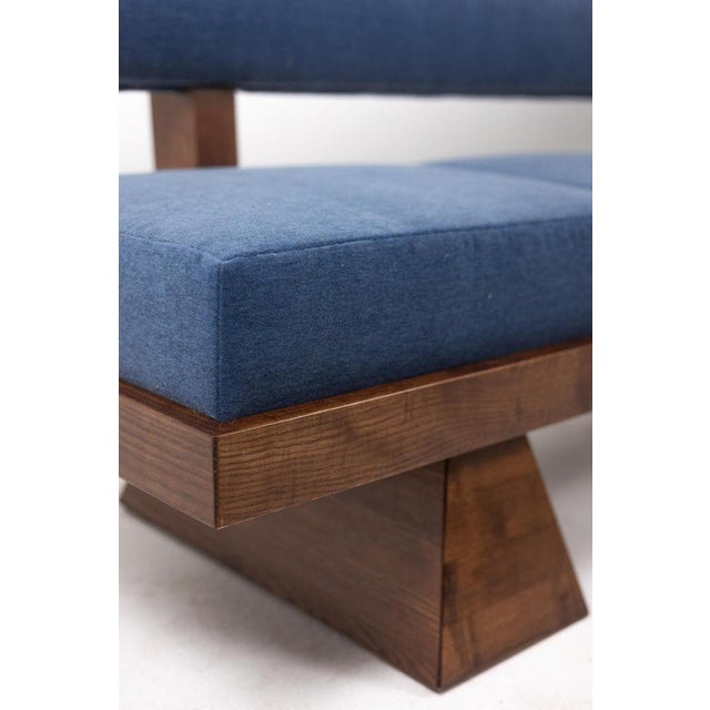 3-Seater Sofa in Ash Wood and Blue Mohair Velvet For Sale - Image 9 of 11