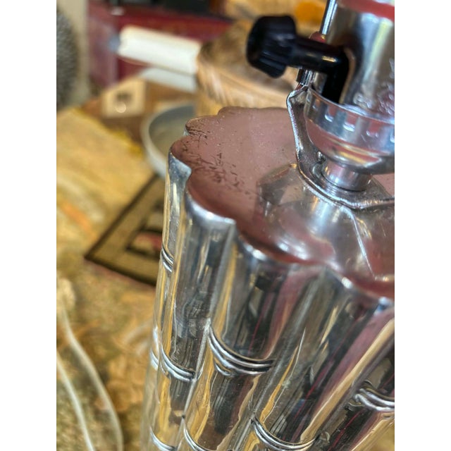 1960s Chrome Faux Bamboo Hollywood Regency Style Table Lamps With Red Shades - a Pair For Sale - Image 12 of 15