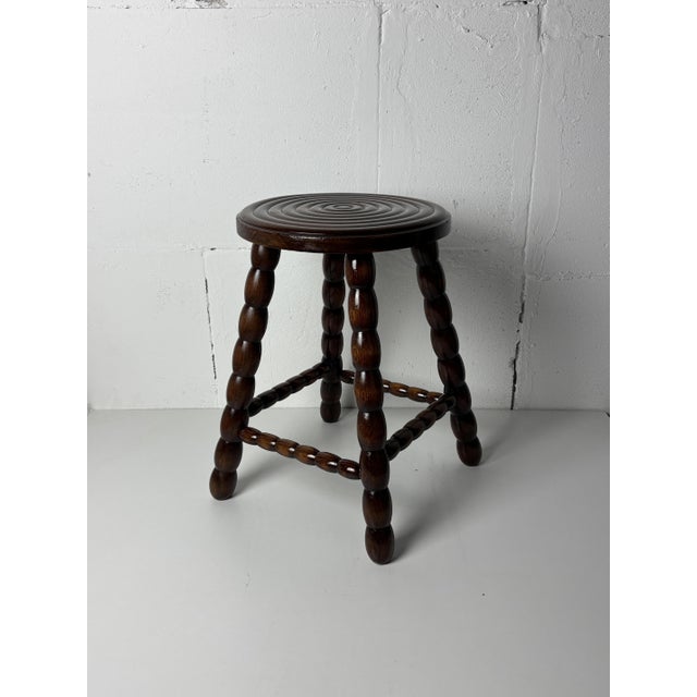 Mid-Century Turned Wood Bobbin Stool in the style of Charles Dudouyt, France, 1950s For Sale - Image 16 of 18
