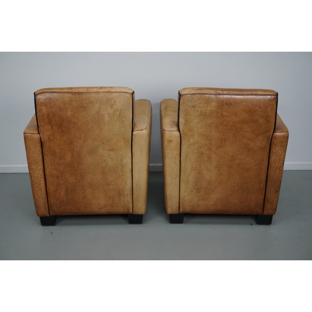 Vintage Dutch Cognac Leather Club Chairs, 1970s, Set of 2 For Sale - Image 6 of 18