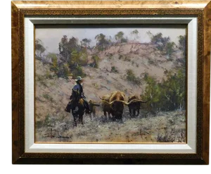 "Outback Trek" Contemporary Western Landscape Oil Painting by Robert Hagan, Framed