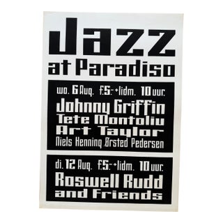 Jazz at Paradiso , August 1975 ,Vintage Screen Print, Printed in the Netherlands For Sale