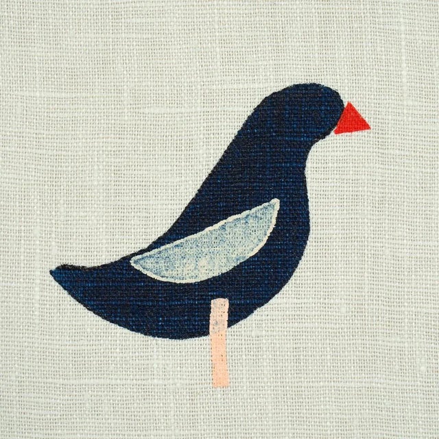 Contemporary SAMPLE - Schumacher X Caroline Z Hurley Birds Hand Block Print Fabric In Black On Natural For Sale - Image 3 of 7