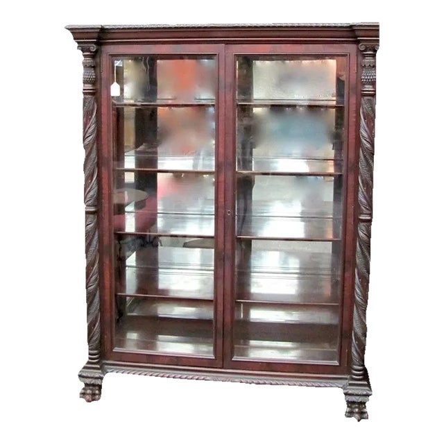 1900s Mahogany China Cabinet For Sale