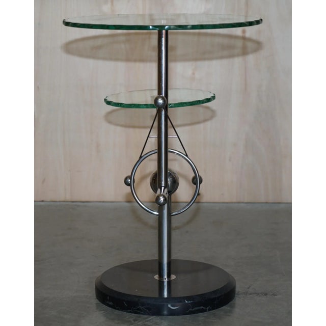 Mid-Century Modern Atomic Space Age Chrome Glass & Marble Side End Lamp Table For Sale - Image 13 of 17