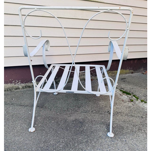 White Vintage 1960s White Wrought Iron Lounge Chair For Sale - Image 8 of 9
