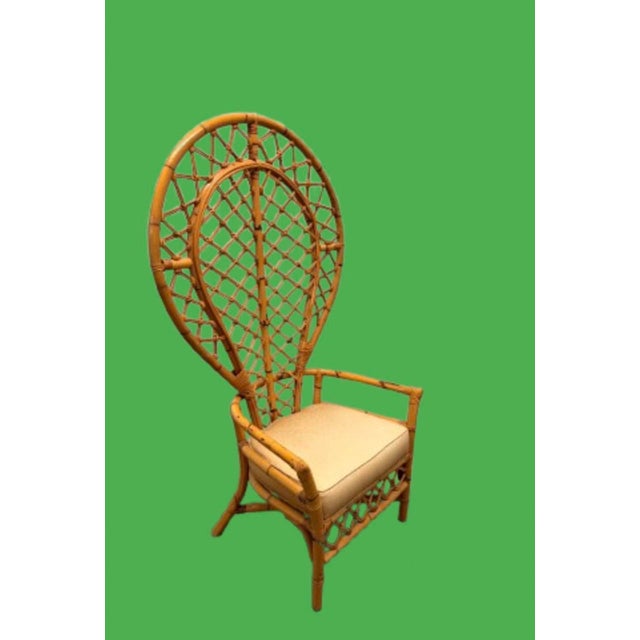1970s 1970s Monumental Pair of Balloon Back Bamboo & Rattan Lounge Chairs For Sale - Image 5 of 12