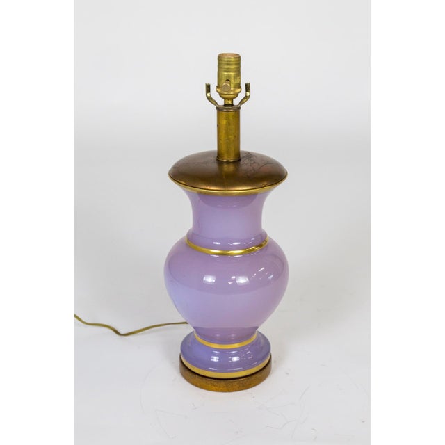 An elegant lamp of Alexandrite, also known as Neodymium, glass in a complex color that is normally lilac-mauve (in natural...