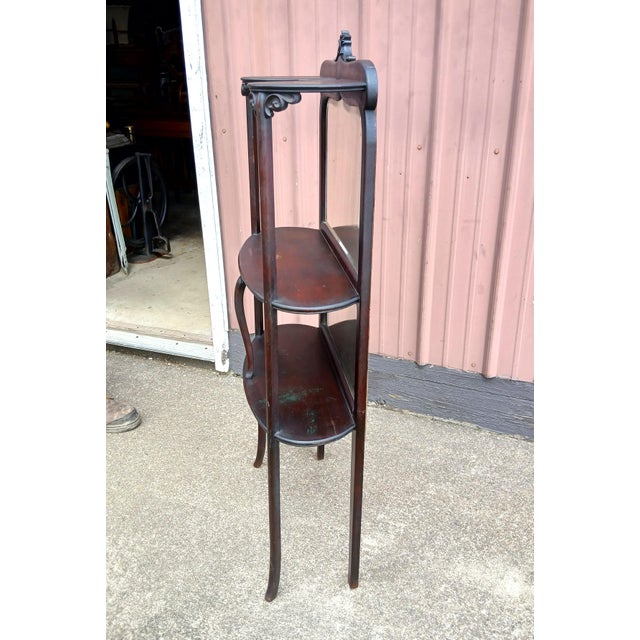 Antique Victorian Mahogany Etagere 3 Tiers With Mirrors 1910 For Sale - Image 4 of 13