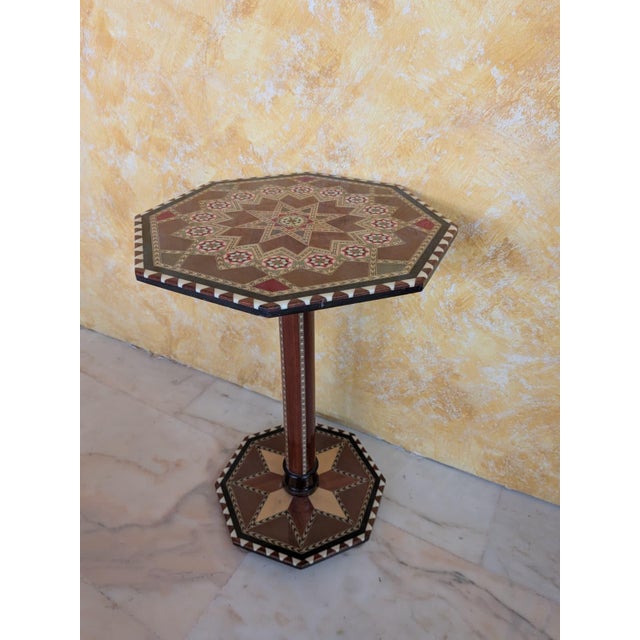 Wood Marquetry Side Table, 1950 For Sale - Image 7 of 8