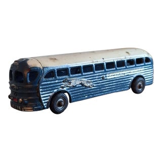 Vintage Arcade Cast Iron Greyhound Bus 9" Toy 1930s Blue 438b All Original For Sale