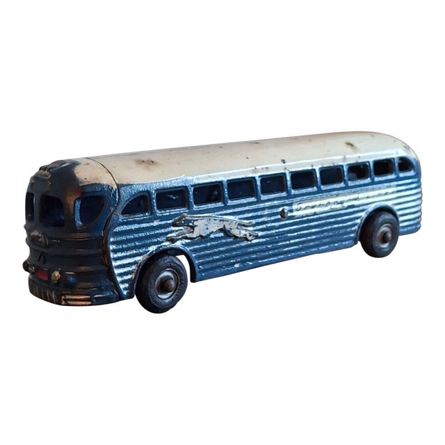 Vintage Arcade Cast Iron Greyhound Bus 9" Toy 1930s Blue 438b All Original For Sale