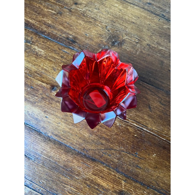 Mikasa Vintage Mikasa Czech Republic Red Crystal Skyline Christmas Single Votive Holder For Sale - Image 4 of 6