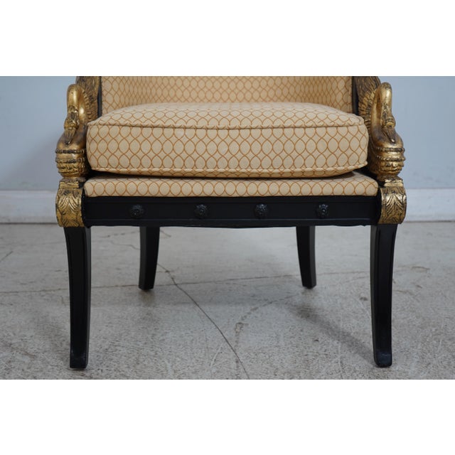 Pair Swan Carved Neoclassical Upholstered Chairs For Sale In Philadelphia - Image 6 of 13