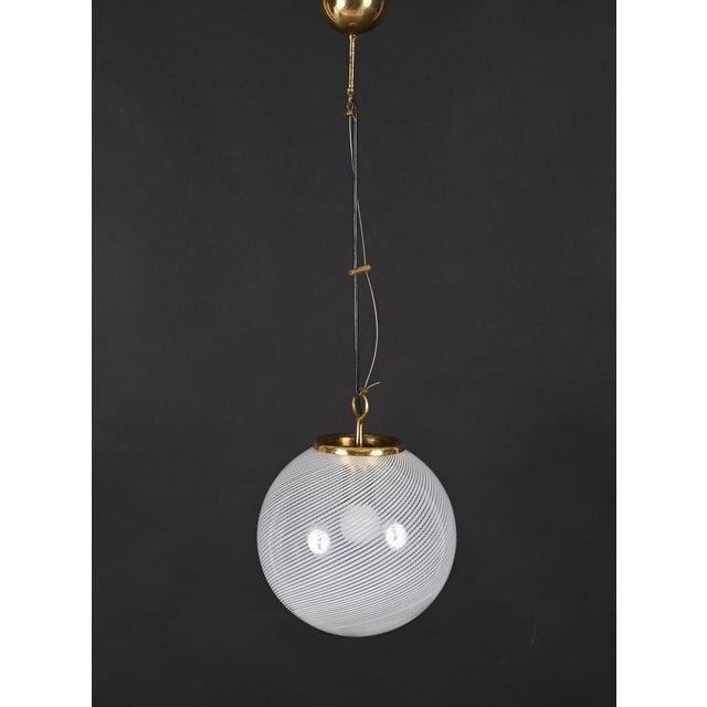 Mid-Century Tessuto White and Crystal Murano Glass Chandelier from Venini, 1970s For Sale - Image 12 of 18