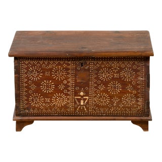 Indonesian Blanket Chest from Madura with Geometric Mother of Pearl Inlay For Sale