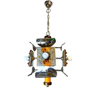 Mid-Century Modern Four-Light Murano Glass Chandelier, 1970s For Sale