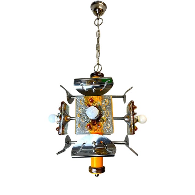 Mid-Century Modern Four-Light Murano Glass Chandelier, 1970s For Sale