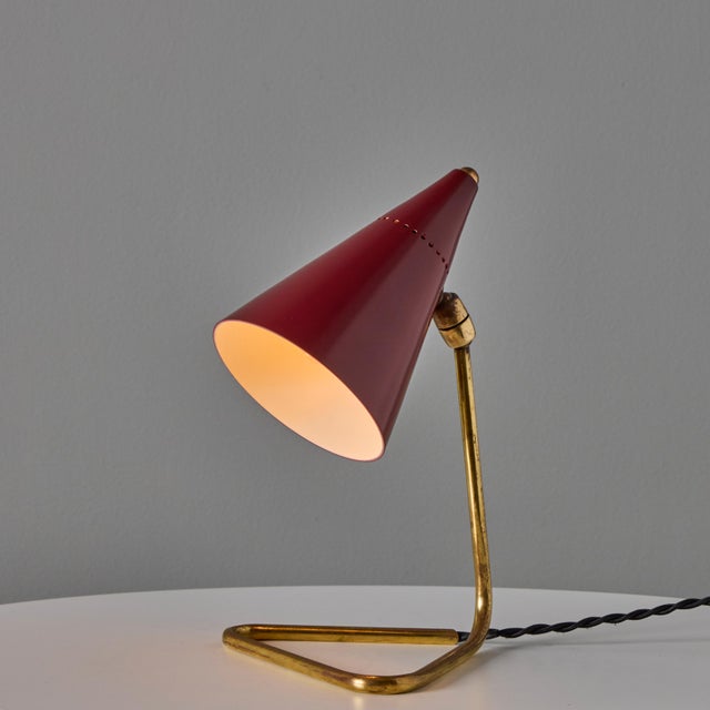 1950s Giuseppe Ostuni Red Conical Table Lamp for Oluce For Sale - Image 16 of 18