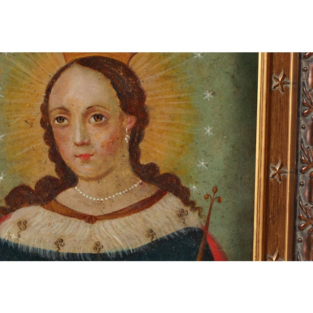 Saint Hedwig, Oil on Tin, 19th Century For Sale In San Antonio - Image 6 of 11