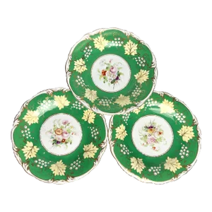 Mid-19th Century English Hand Painted Decorative Wall/Cabinet Plates- Set of 3