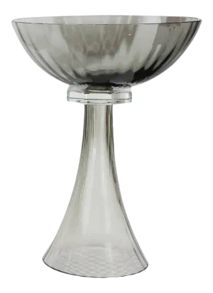 Murano Glass Modernist Bowl or Vase in Handblown Smoked Glass
