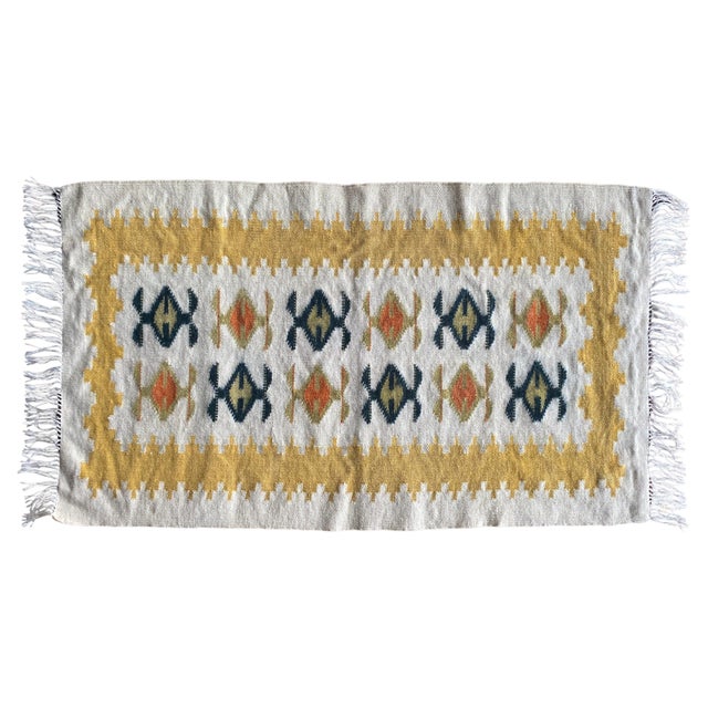 Handmade Yellow and Cream-White Flat-Weave Tapestry, Vlasti, Greece, 1970s For Sale - Image 13 of 13