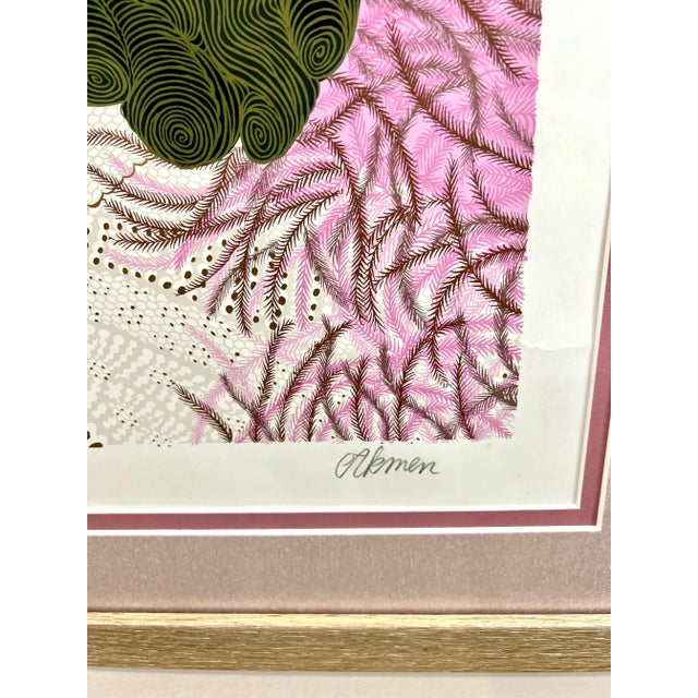 1980s Danièle Akmen Signed Serigraph “Woman With Flower” For Sale - Image 5 of 9