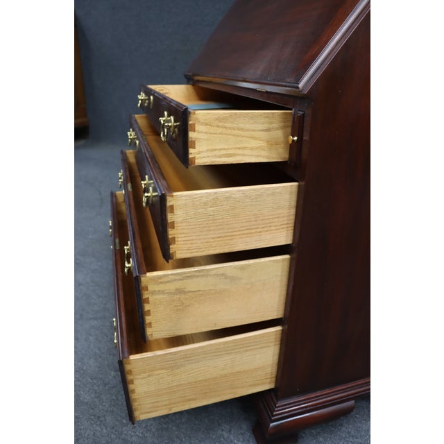 Henkel Harris Mahogany Chippendale Secretary Desk With Fitted Interior For Sale - Image 13 of 17
