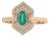 19th Revival Style Emerald Art Deco Ring With Cluster Diamonds Size 9 in 14k Gold For Sale