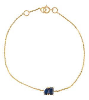 14k Yellow Gold Blue Sapphire Toi Et Moi Station Chain Bracelet by VRJewels